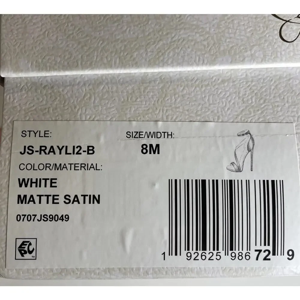 Jessica Simpson Rayli Ankle-Strap Bridal High Heels, White Matte Satin, 8M